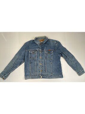 Vintage Wrangler Denim Jacket Mens Large Blue Trucker Jean Coat